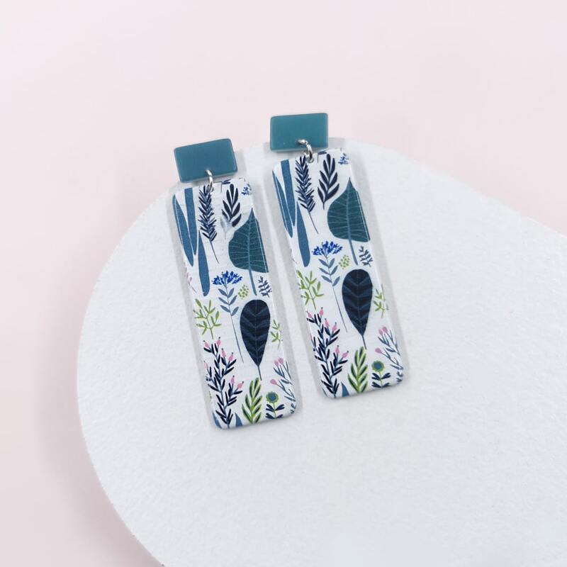 

Plant Pattern Geo Drop Earrings, Multicolor