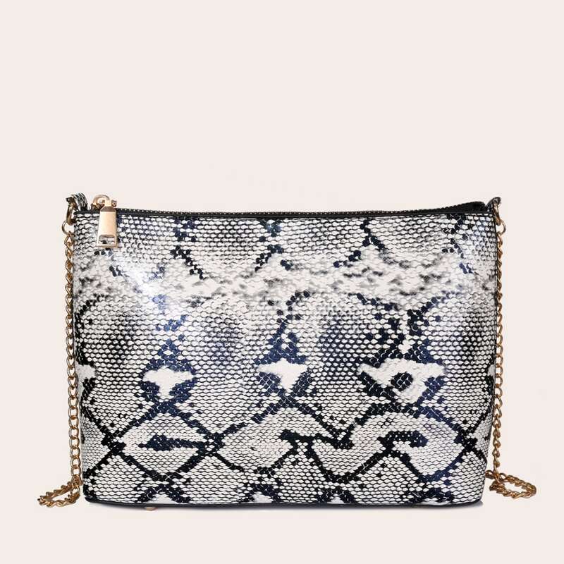 

Snakeskin Chain Crossbody Bag, Multicolor