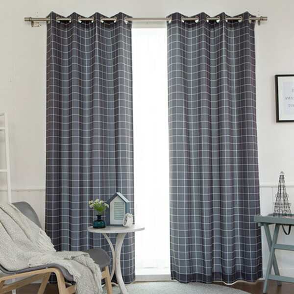 

Plaid Pattern Single Panel Curtain, Black