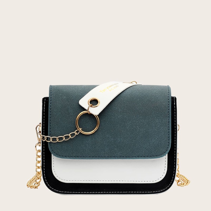 

Colorblock Flap Crossbody Bag, Green