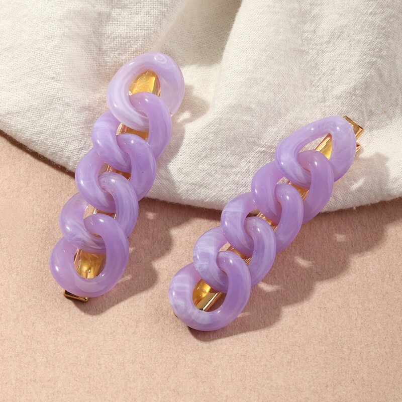 

2pcs Chunky Chain Hair Clip, Purple