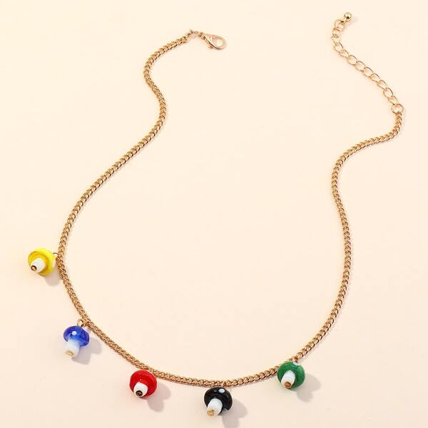 

Mushroom Pendant Necklace, Multicolor