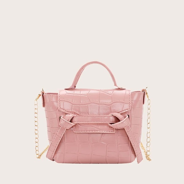 

Сумка-сэтчел на цепочке с крокодиловым тиснением для девочек, Розовые