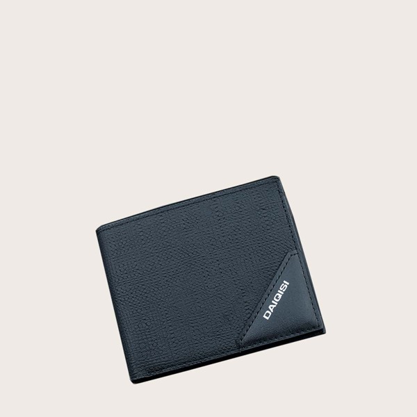 

Men Letter Graphic Fold Over Purse, Black