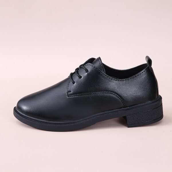 

Minimalist Lace-up Front Derby Shoes, Black