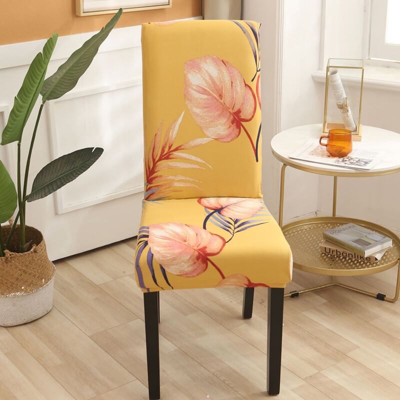 

Leaf Print Stretchy Chair Cover, Yellow