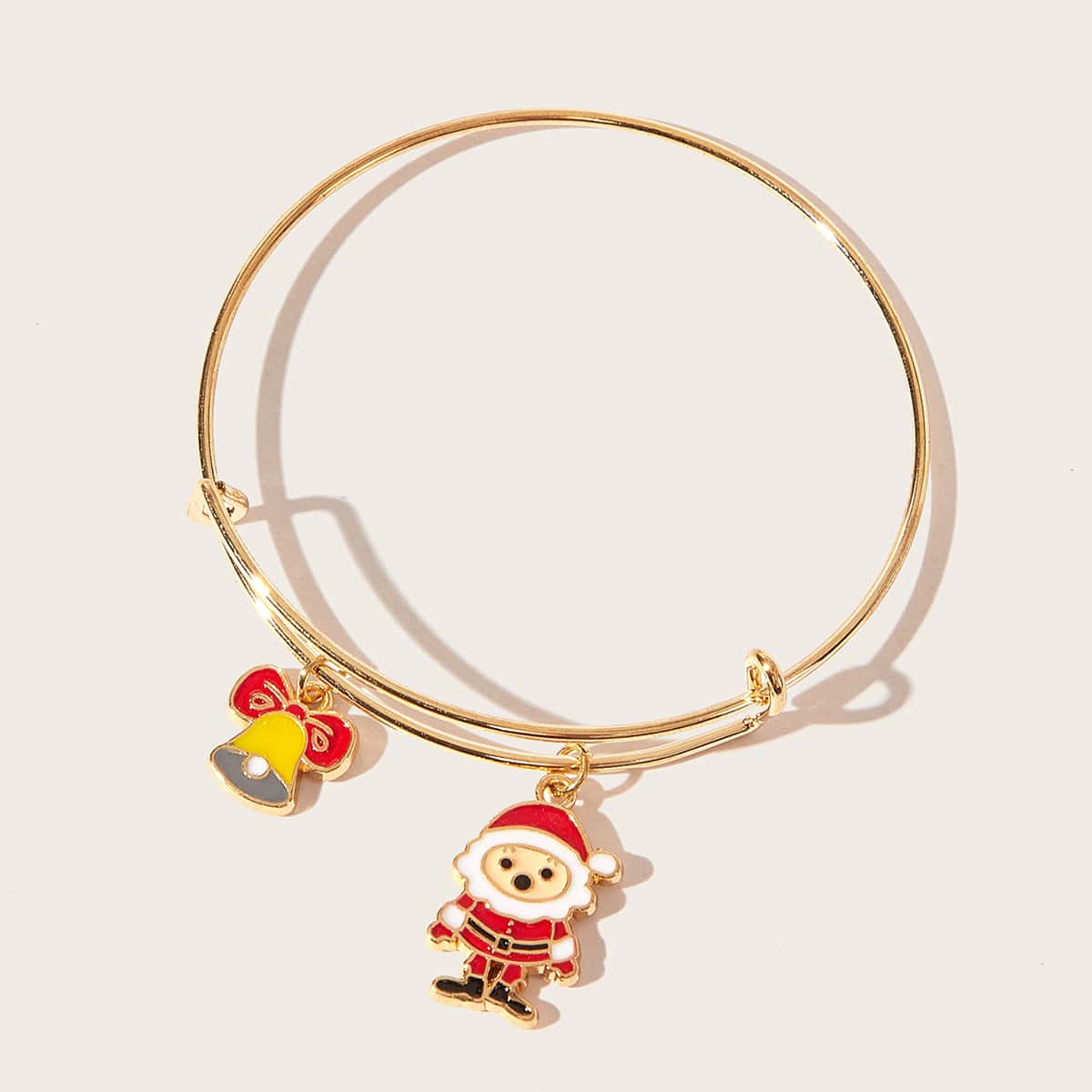 

Christmas Santa Claus Bangle Bracelet, Gold