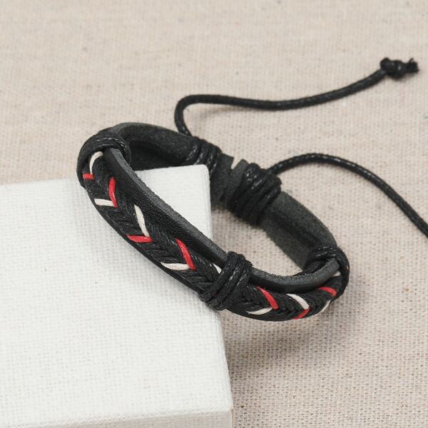 

Men Braided PU Leather Bracelet, Multicolor