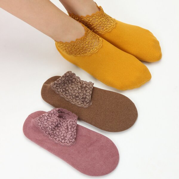 

3pairs Solid Warm Ankle Socks, Multicolor