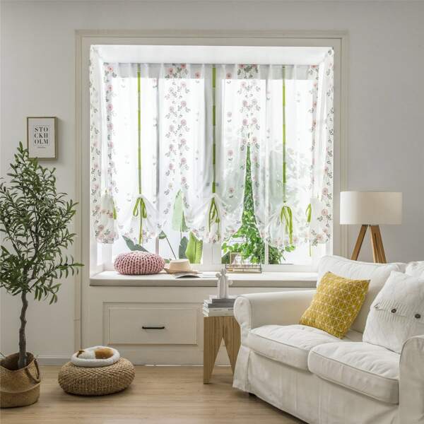 

Daisy Embroidery Single Panel Sheer Curtain, Multicolor
