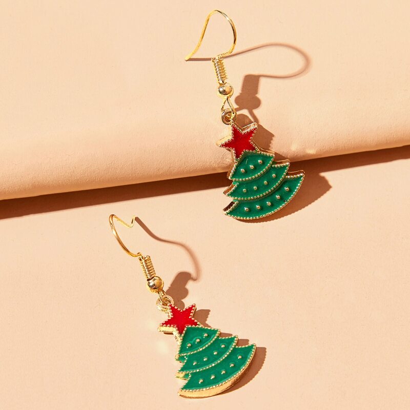 

Christmas Tree Drop Earrings, Multicolor