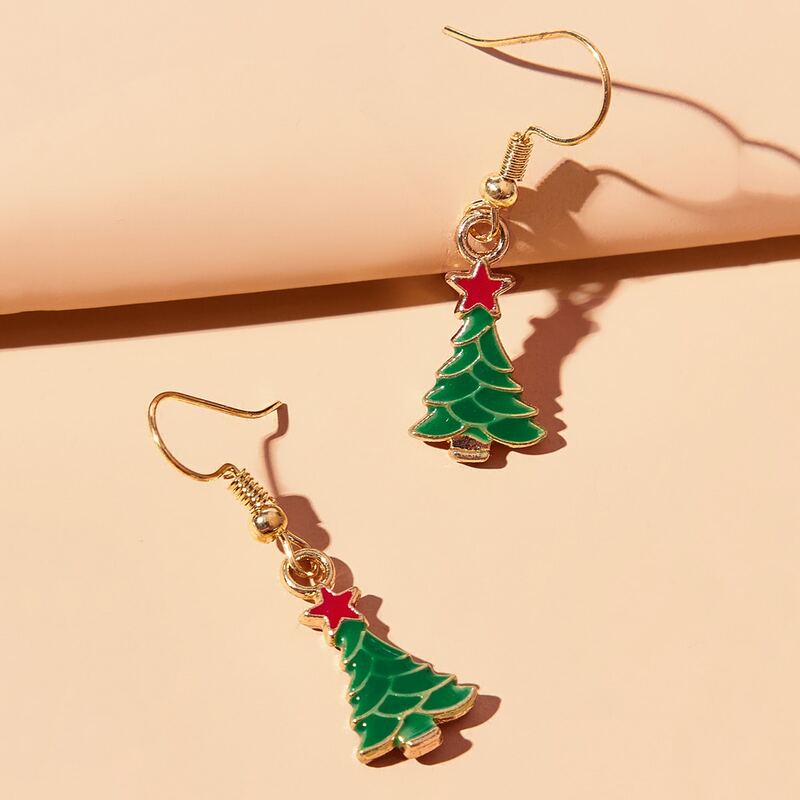 

Christmas Tree Drop Earrings, Multicolor
