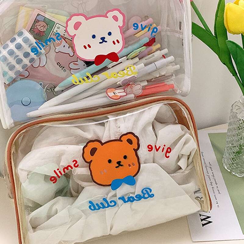 

1pc Cartoon Graphic Random Large Pencil Bag, Clear