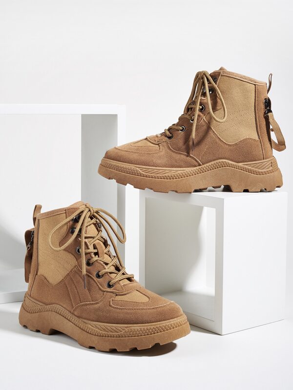 Two Tone Lace-up Front Combat Boots | shein.com