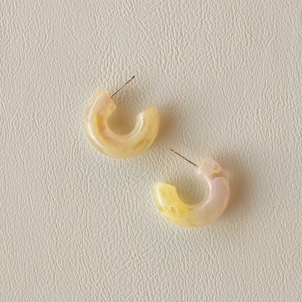 

Acrylic Cuff Hoop Earrings, Yellow