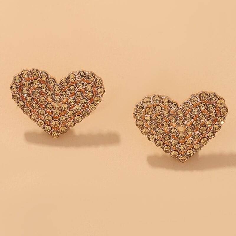 

Rhinestone Heart Stud Earrings, Champagne