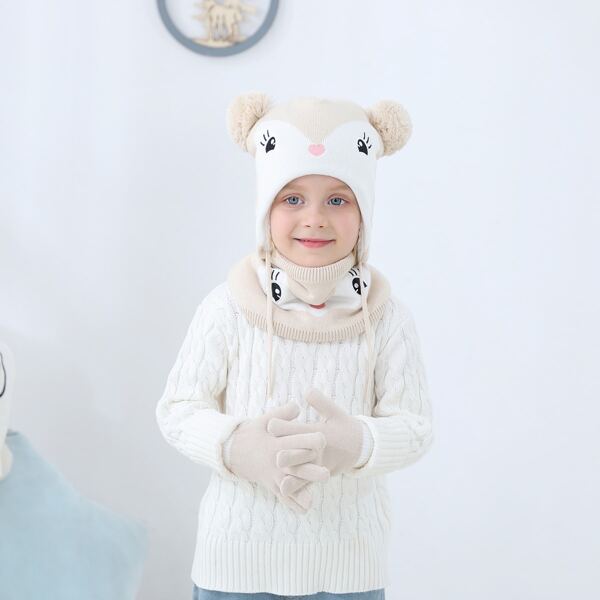 

Toddler Girls Knit Beanie & Scarf, Beige