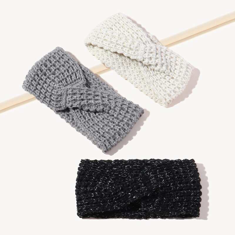 

3pcs Simple Knit Headband, Multicolor