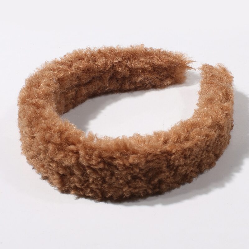 

Solid Fluffy Hair Hoop, Coffee brown