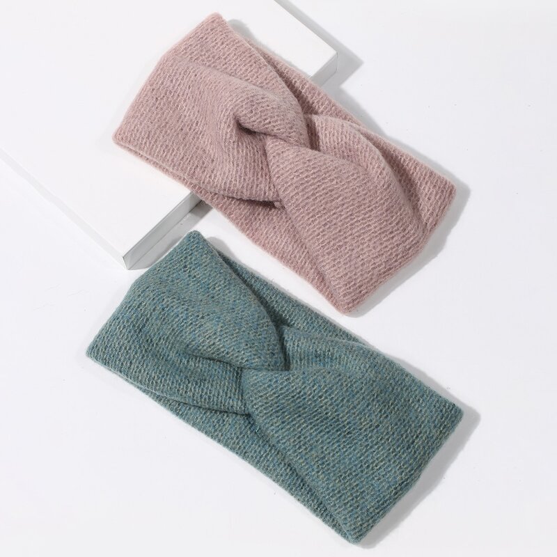 

2pcs Solid Twist Headband, Multicolor
