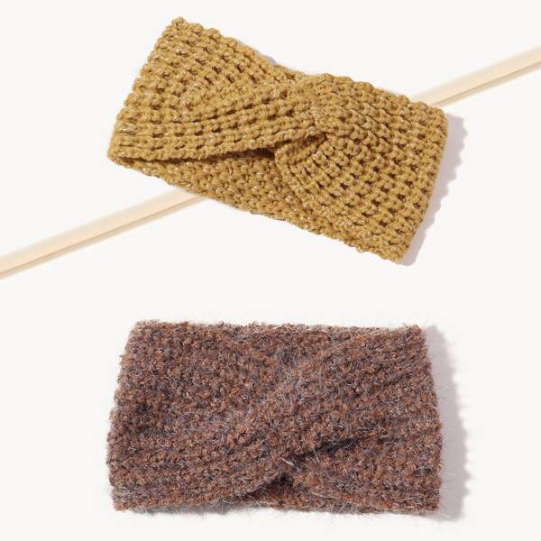

2pcs Simple Knit Headband, Multicolor