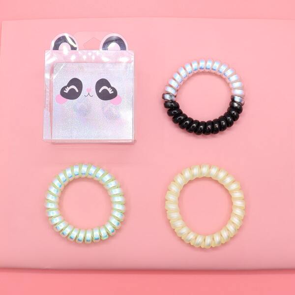 

3pcs Girls Telephone Wire Bracelet With Bag, Multicolor