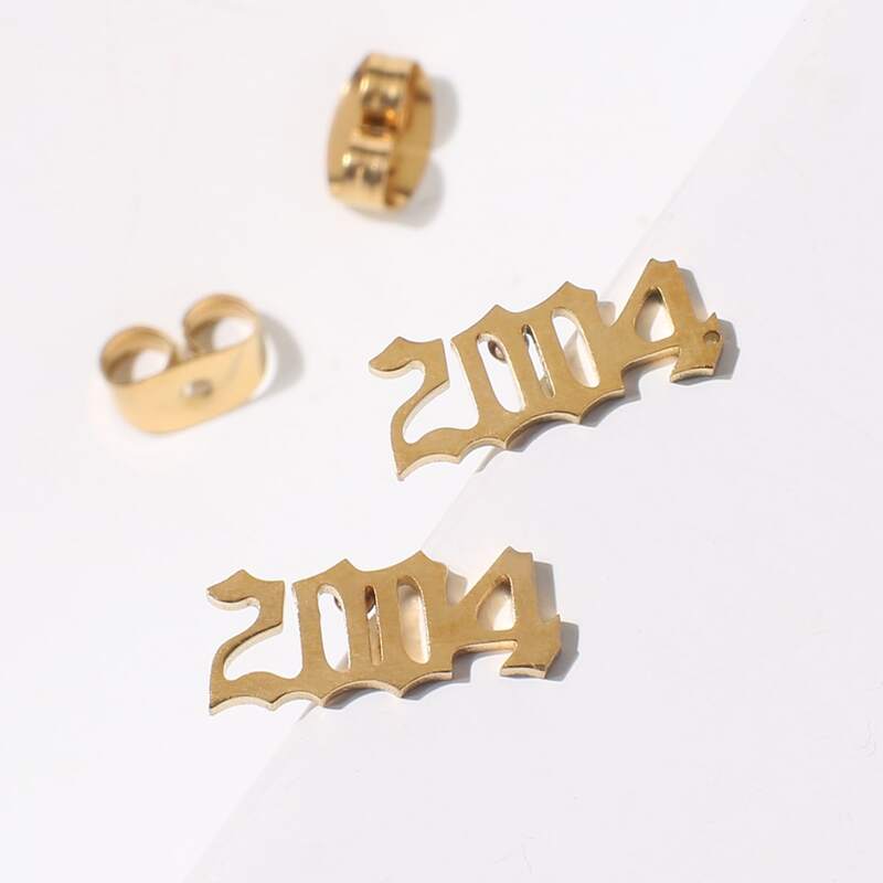 

Number 2004 Stud Earrings, Gold