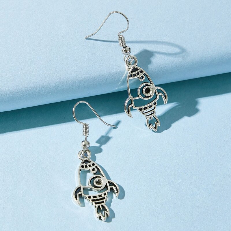

Rocket Drop Earrings, Silver