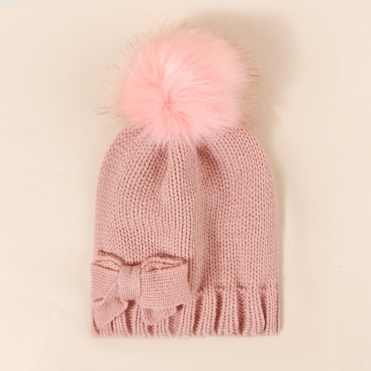 Image of Bow Knot Decor Knit Beanie