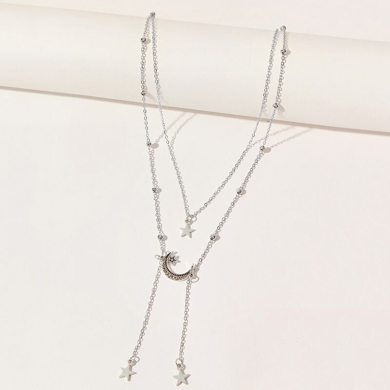 

Star & Moon Layered Necklace, Silver
