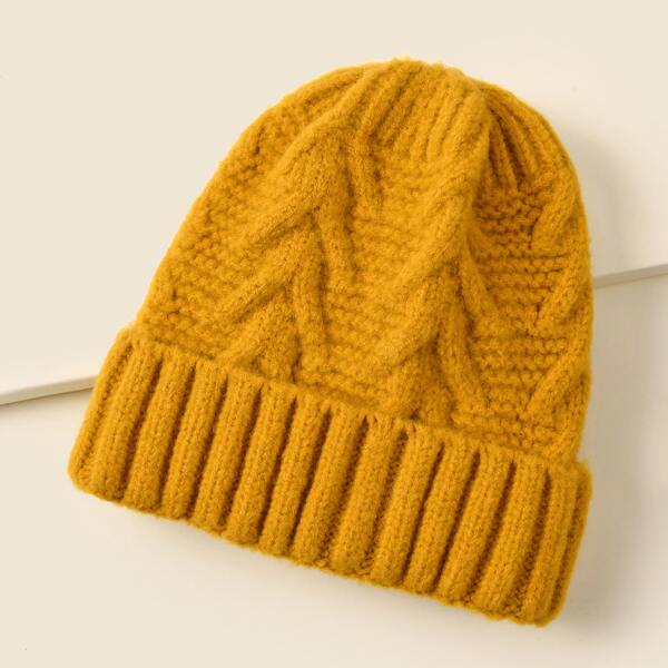 

Solid Knitted Beanie, Yellow