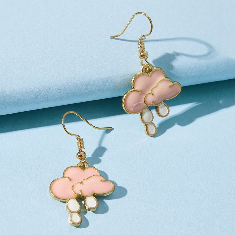 

Cloud Drop Earrings, Baby pink
