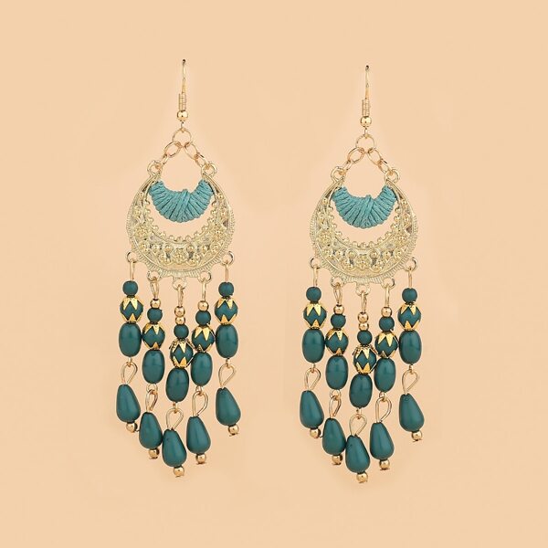 

Hollow Out Round Decor Tassel Drop Earrings, Multicolor