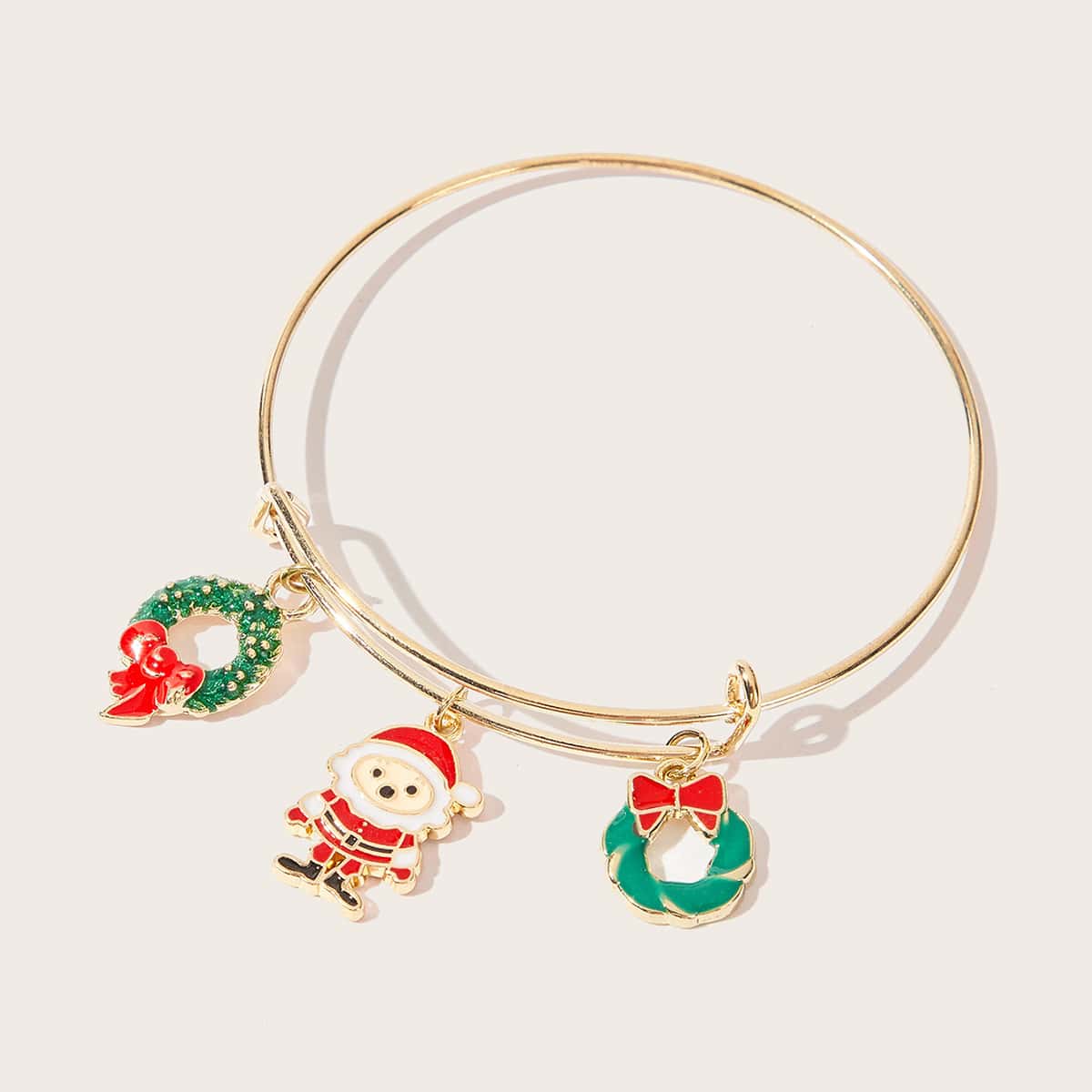 

Christmas Santa Claus Bangle Bracelet, Multicolor