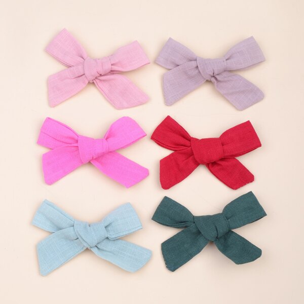 

6pcs Toddler Girls Bow Knot Decor Hair Clip, Multicolor
