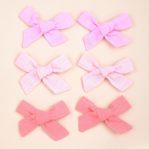 

6pcs Toddler Girls Bow Knot Decor Hair Clip, Multicolor