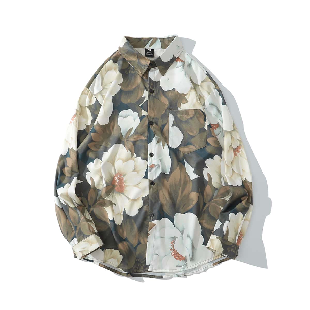 

Guys Floral And Leaf Print Pocket Front Shirt, Multicolor