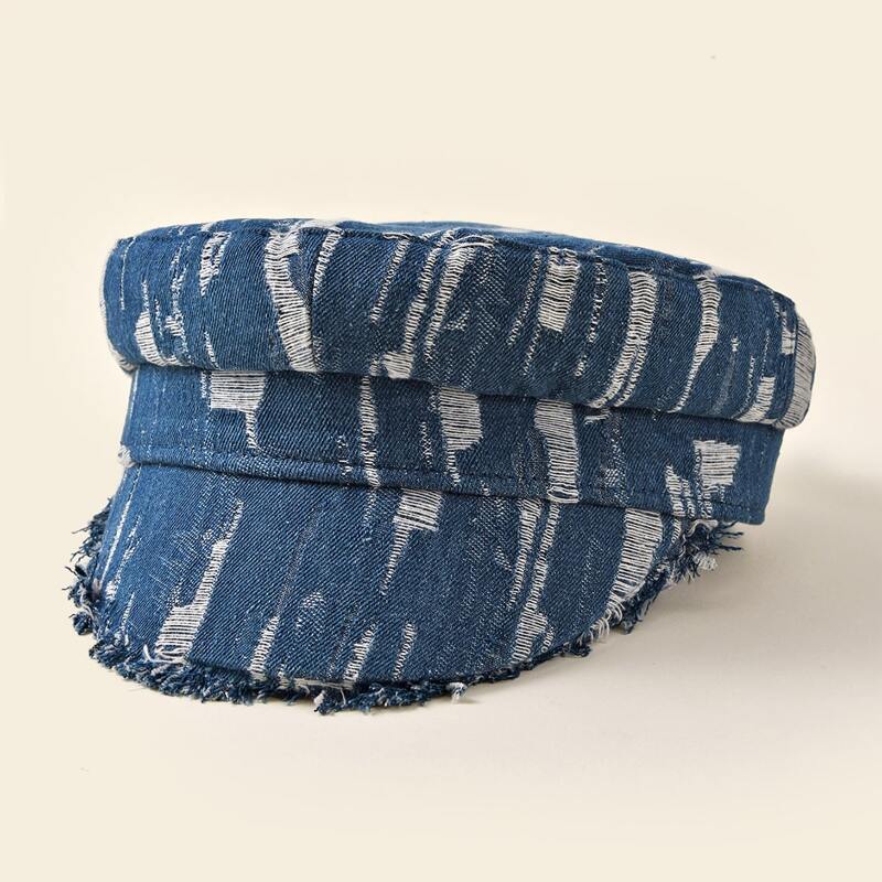 

Raw Hem Baker Boy Cap, Blue