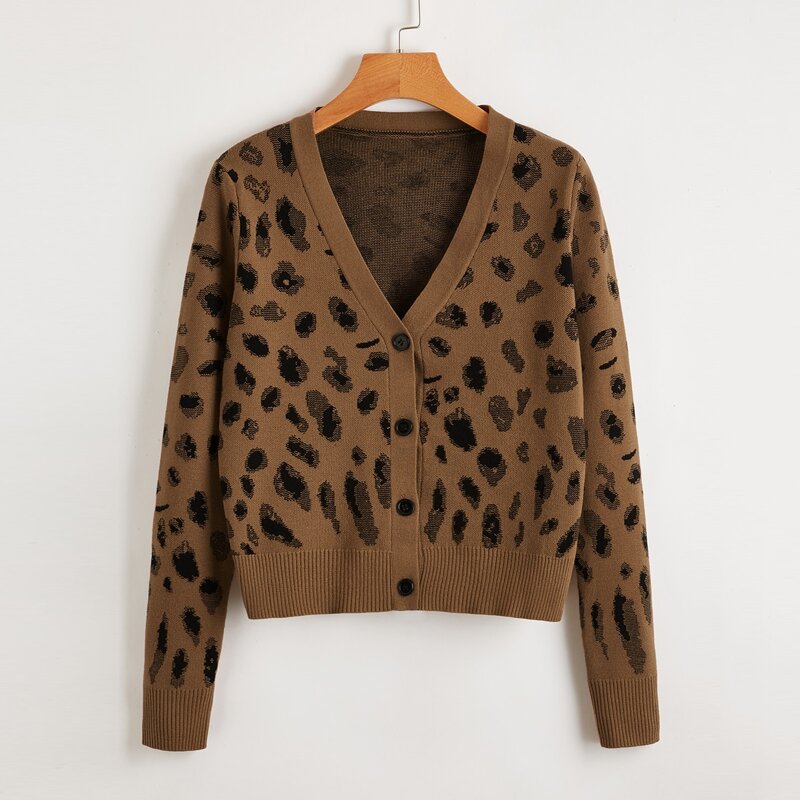 

Single Breasted Allover Pattern Cardigan, Mocha brown