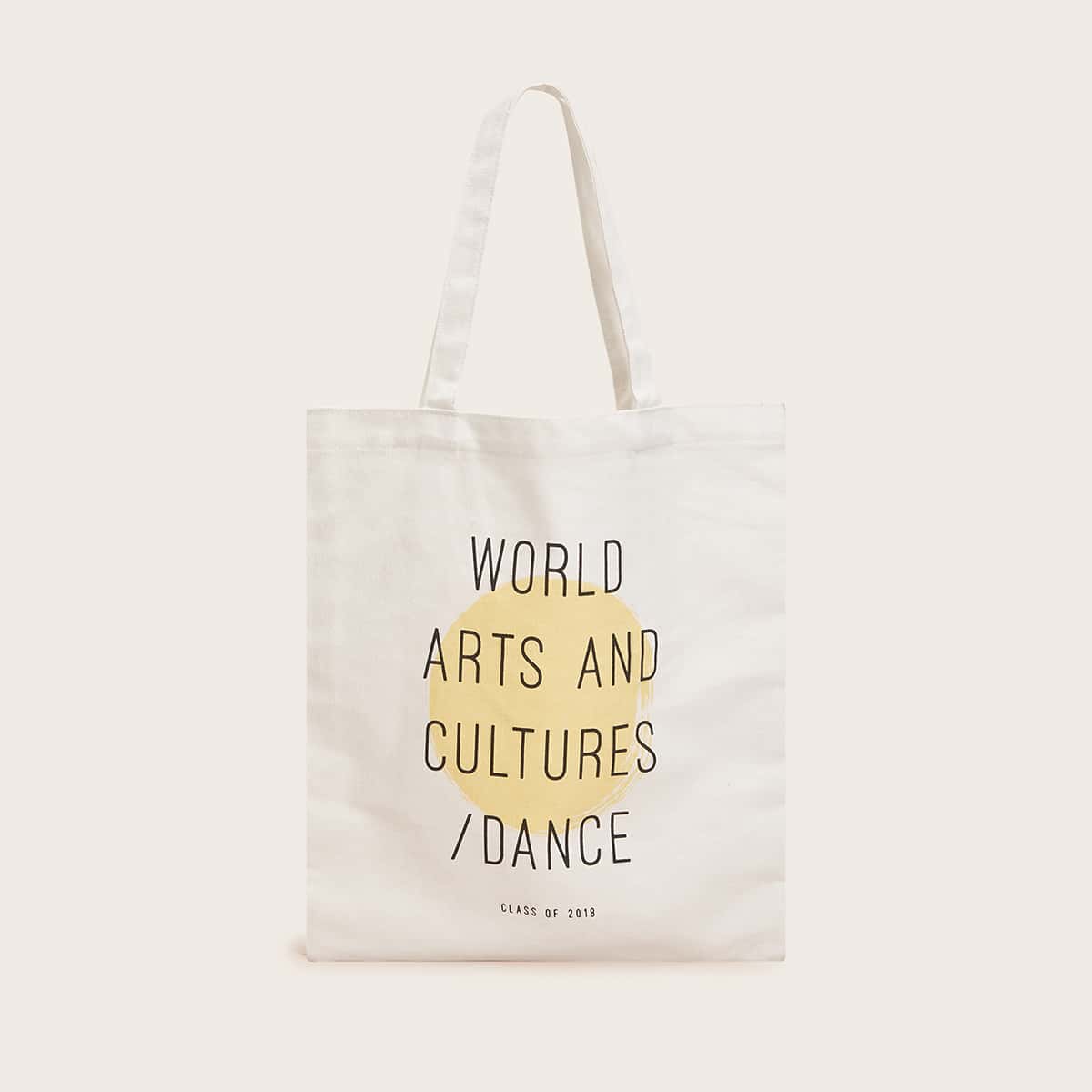 

Letter Graphic Canvas Tote Bag, White