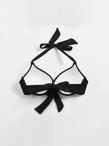 Summer Knot Front Push Up Bikini Top - Black - View 2