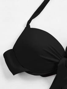 Summer Knot Front Push Up Bikini Top - Black - View 4