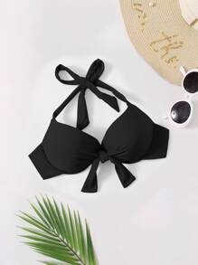 Summer Knot Front Push Up Bikini Top - Black - View 5