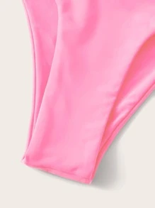 Braga de bikini de perna alta, para vacaciones de verano en la playa - Rosa - Ver 4