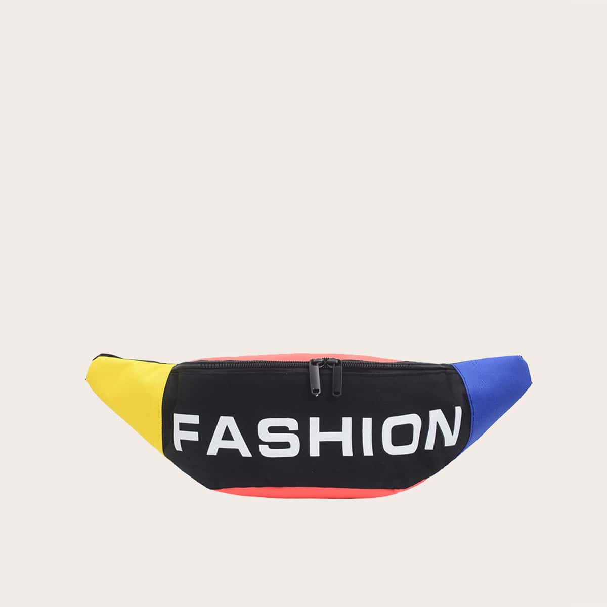 

Letter Graphic Colorblock Fanny Pack, Blue