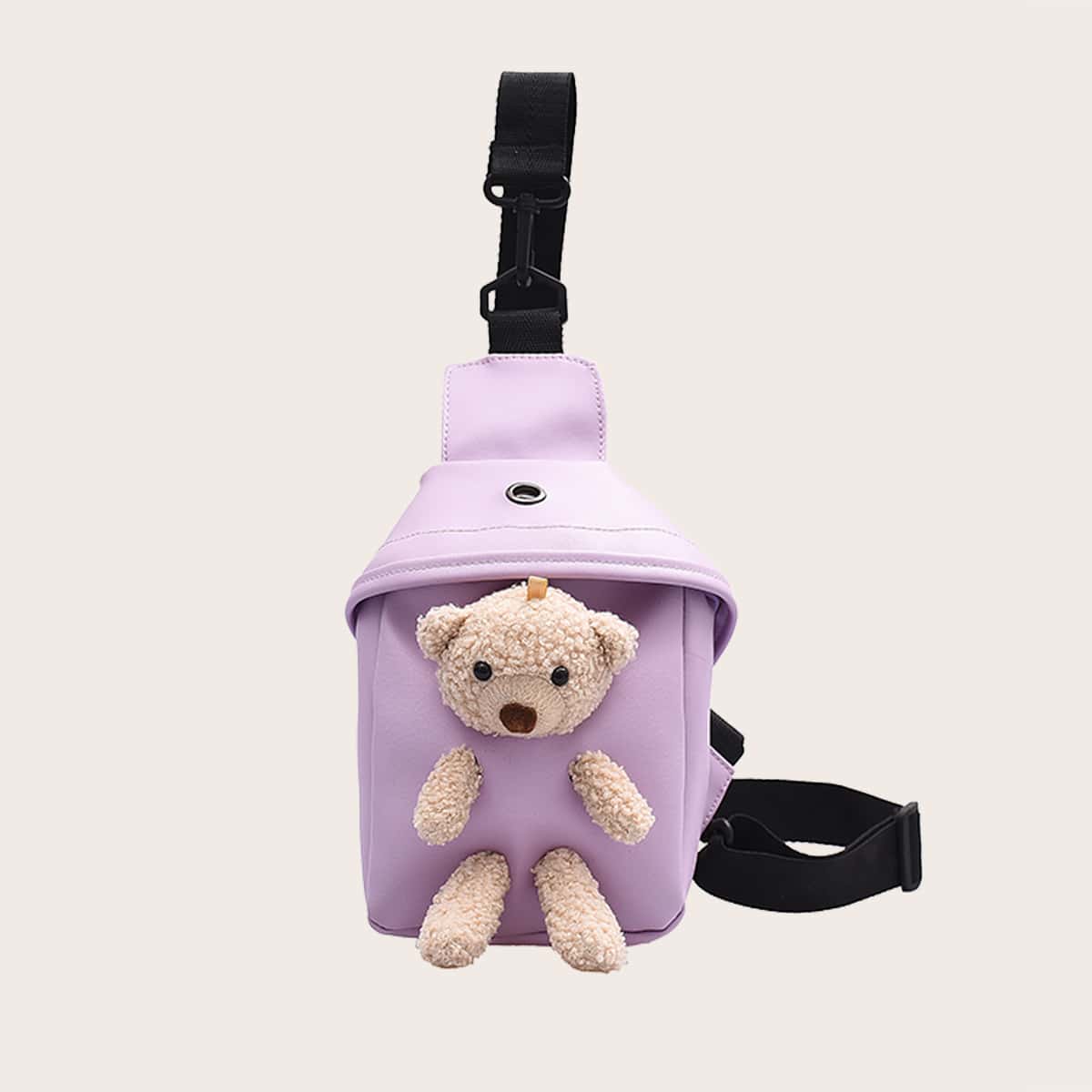 

Cartoon Bear Sling Bag, Purple