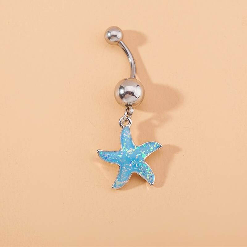 

Starfish Belly Ring, Baby blue