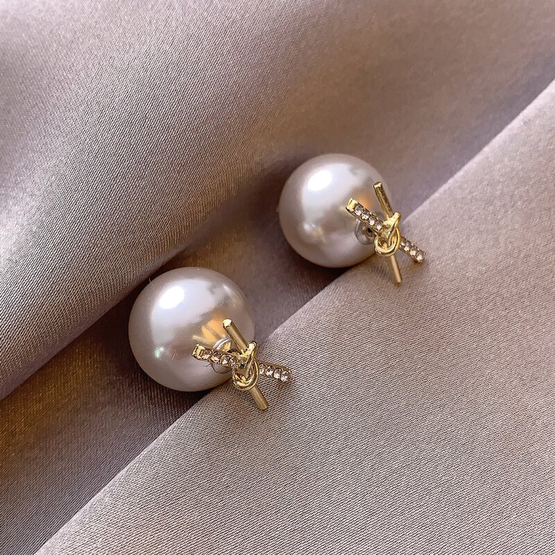 

Faux Pearl Decor Stud Earrings, Gold