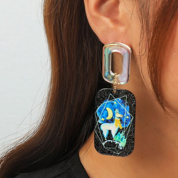 

Animal Pattern Drop Earrings, Multicolor