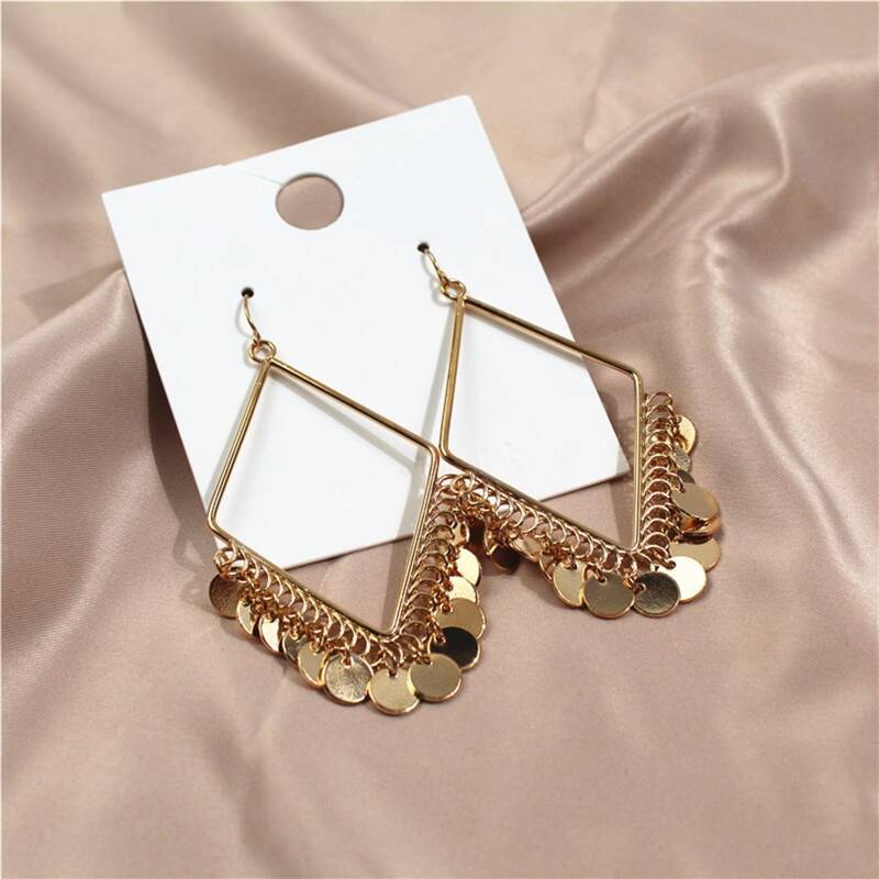

Disc Decor Geo Drop Earrings, Gold
